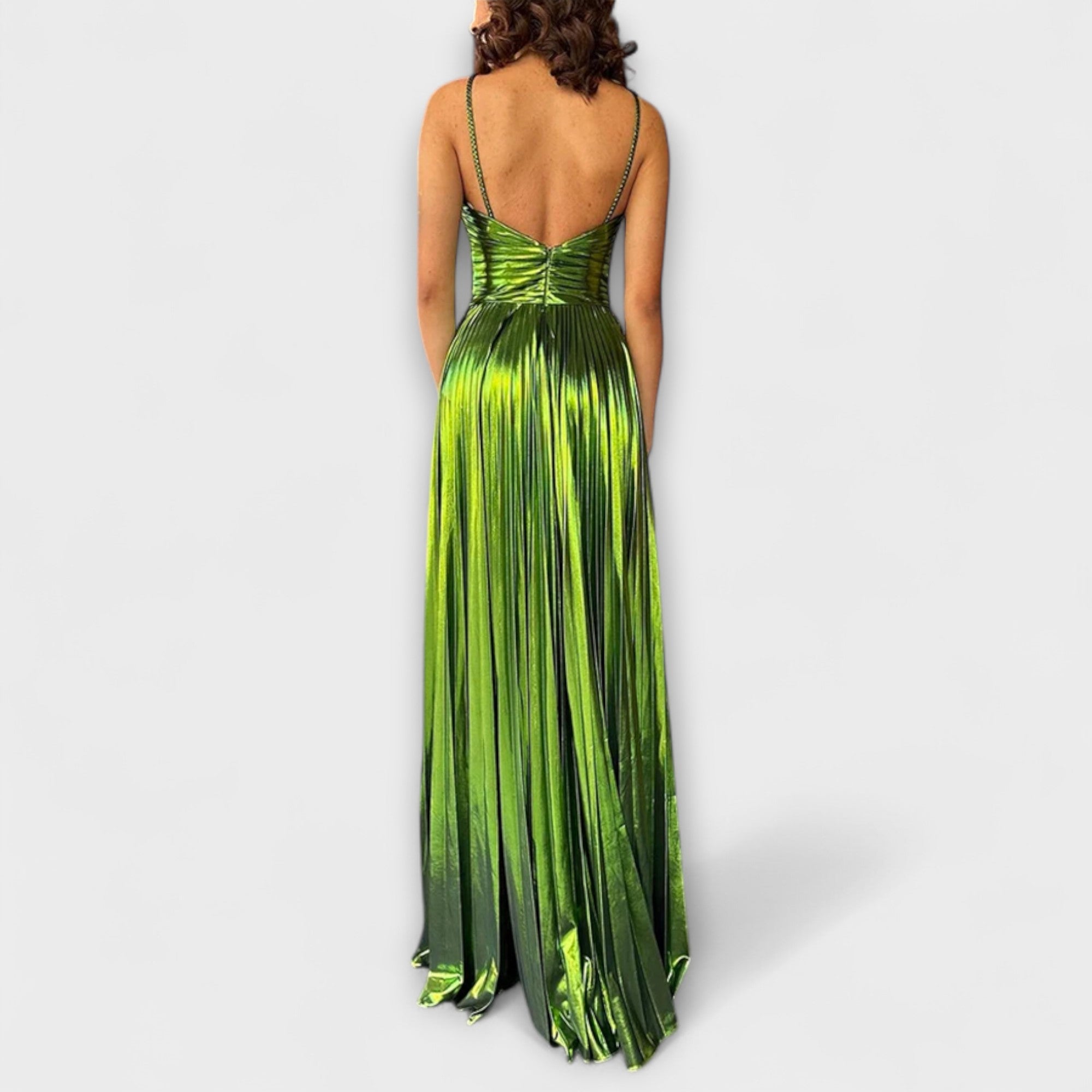 Maxi-jurk van metallic stof