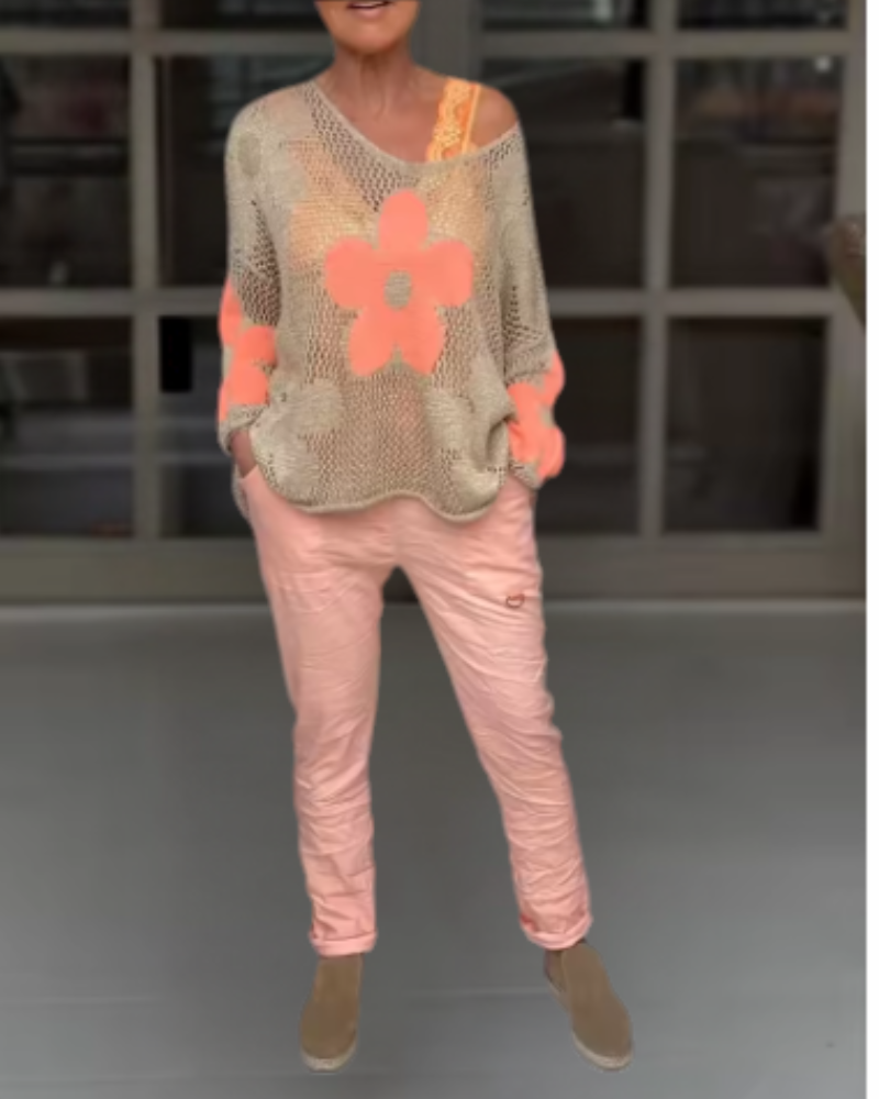 MADOVA - Gebreide top met bloemen