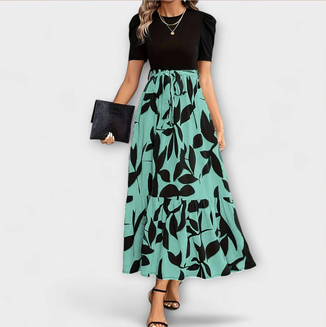 Luna - Zomerjurk met bloemenpatroon en ronde hals