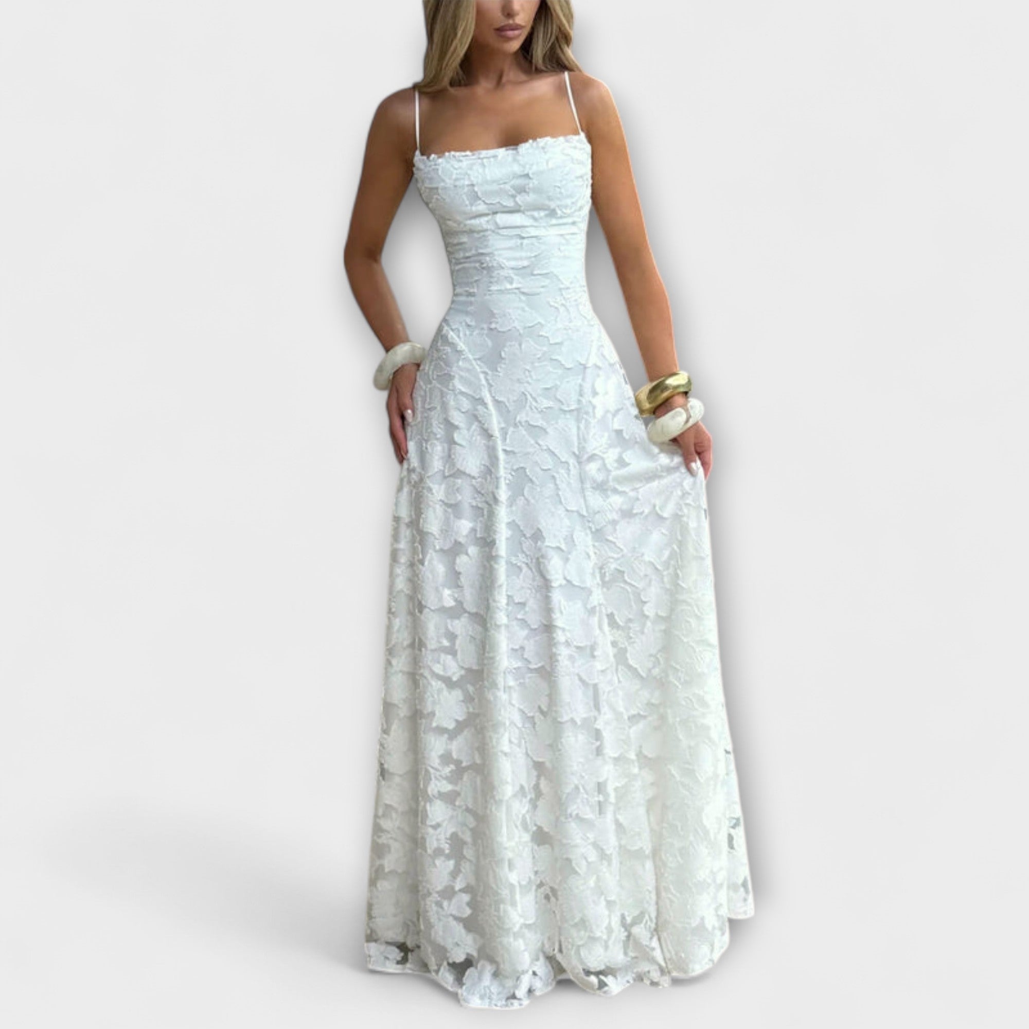 Emberly - Elegante Jacquard-Maxijurk
