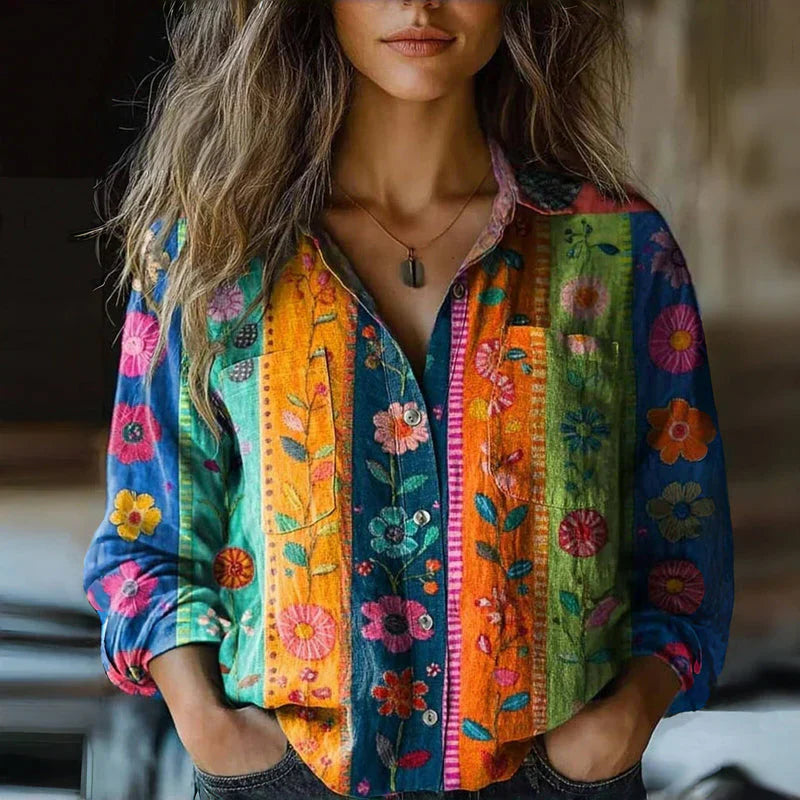 NIVES I BEDRUKTE VINTAGE-BLOUSE
