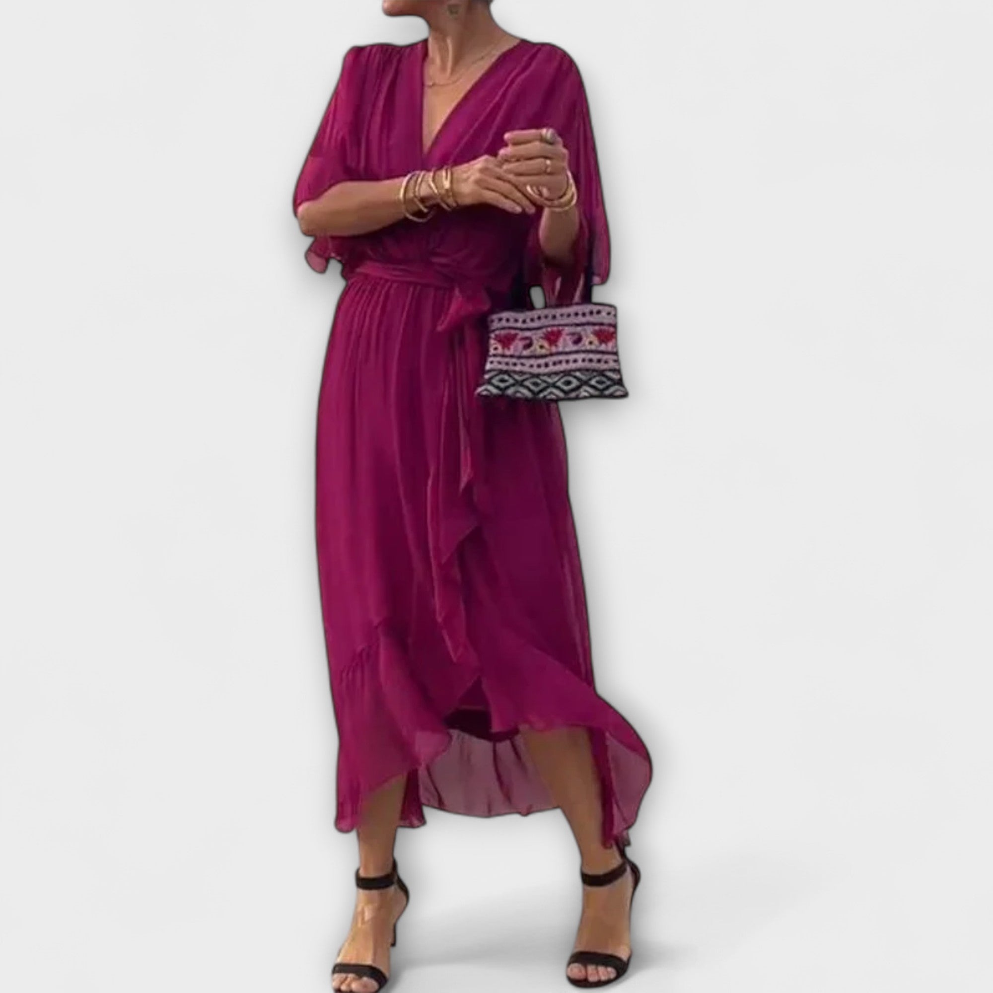Amoura - Chiffonjurk met V-hals