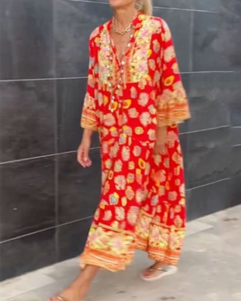 ANDELIA - Maxi jurk met bloemenprint