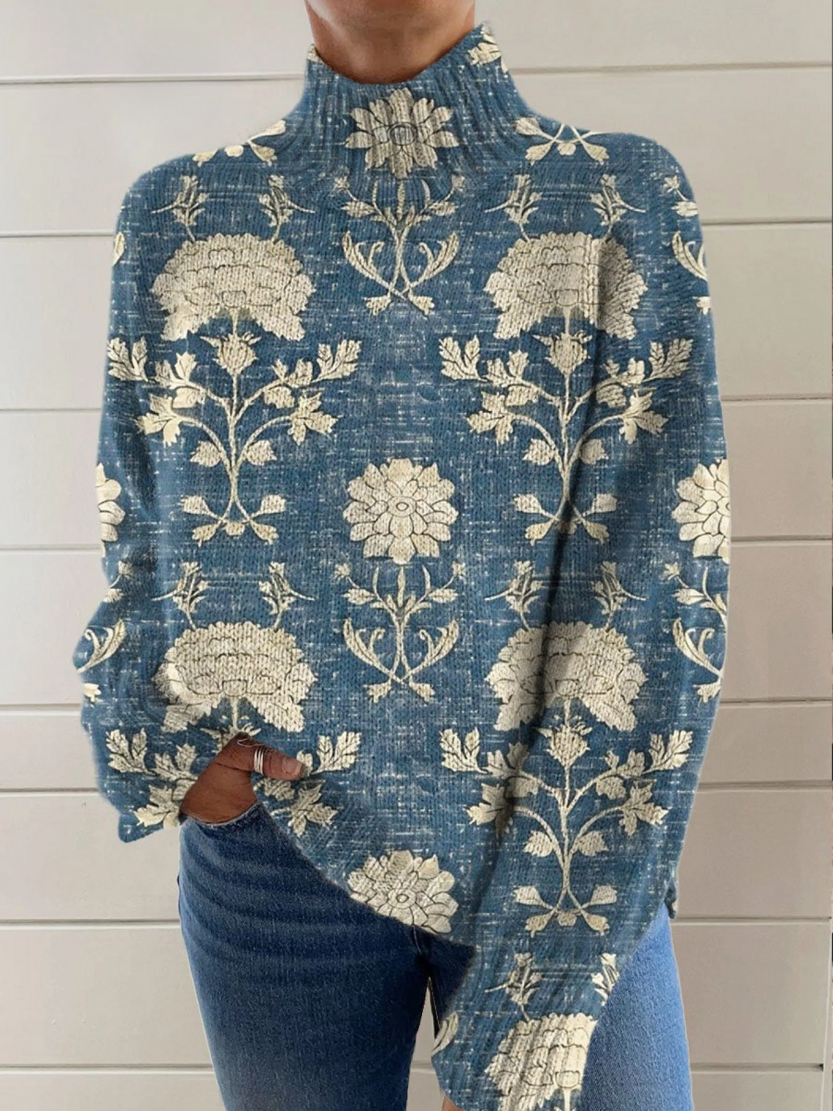 Liorah | Tidlös Blommig Turtleneck Tröja