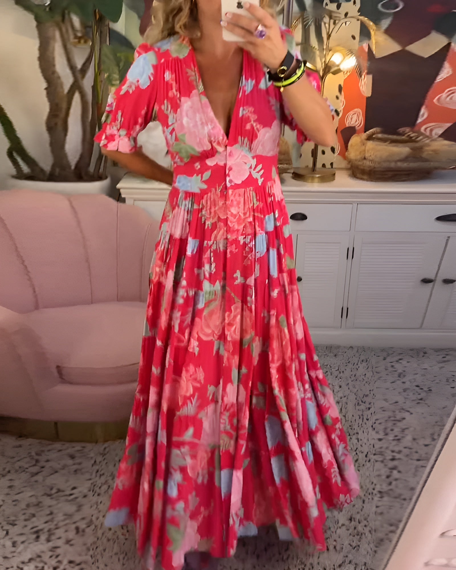 Carine™ – Luchtige Jurk met Bloemen