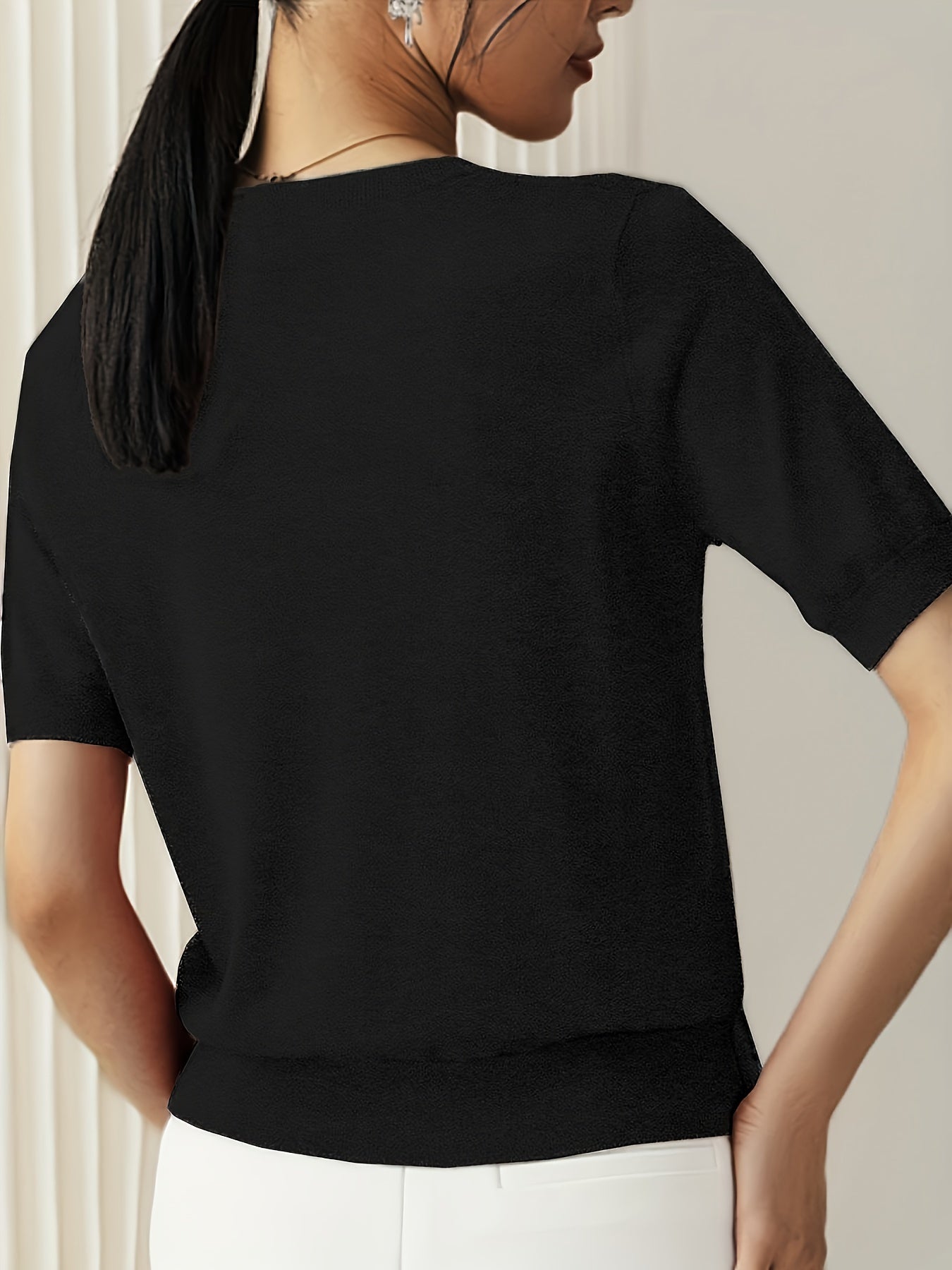 Jacquie - Gebreid T-shirt met korte mouwen