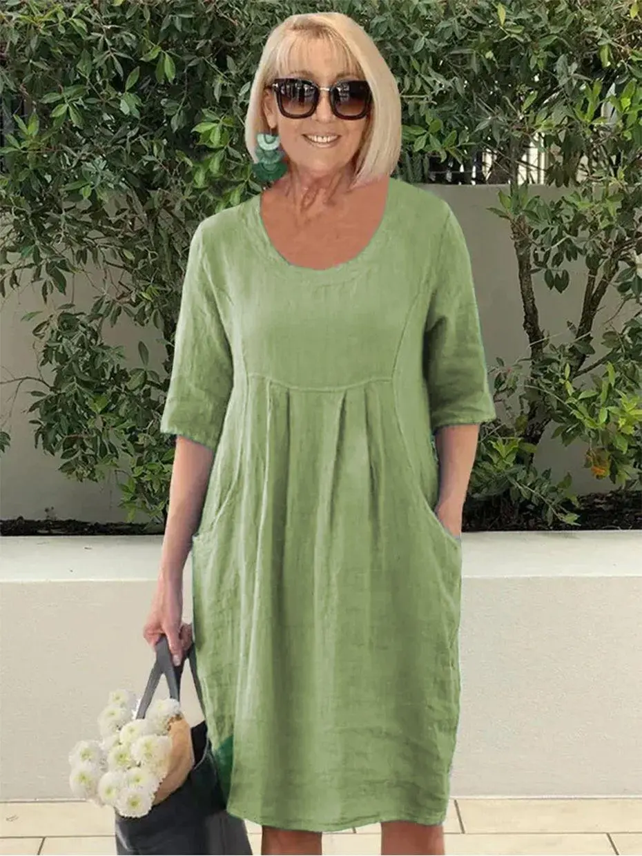 Marley - Casual Linnen Jurk met Zakken