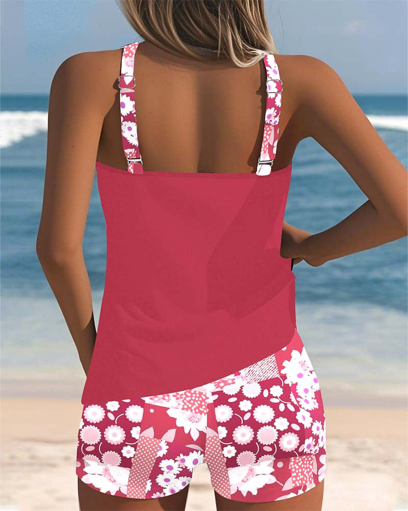 SABRINA Tweedelig Zwempak met Comfortabele Pasvorm en Bloemen Strandstijl