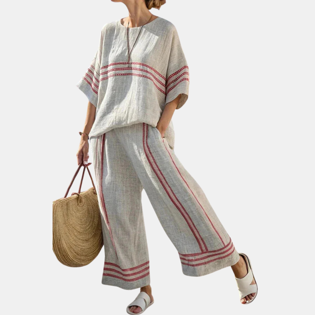 Renata | Bamboe Linnen Stripe Set