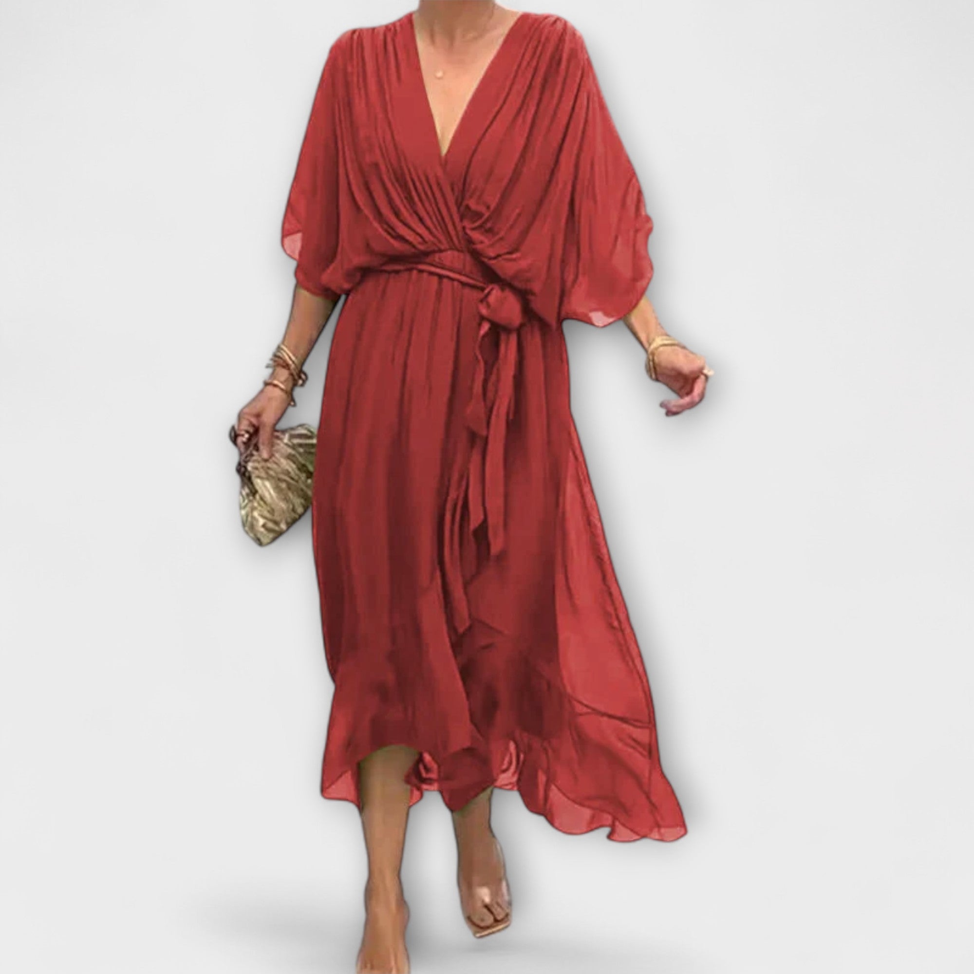 Amoura - Chiffonjurk met V-hals