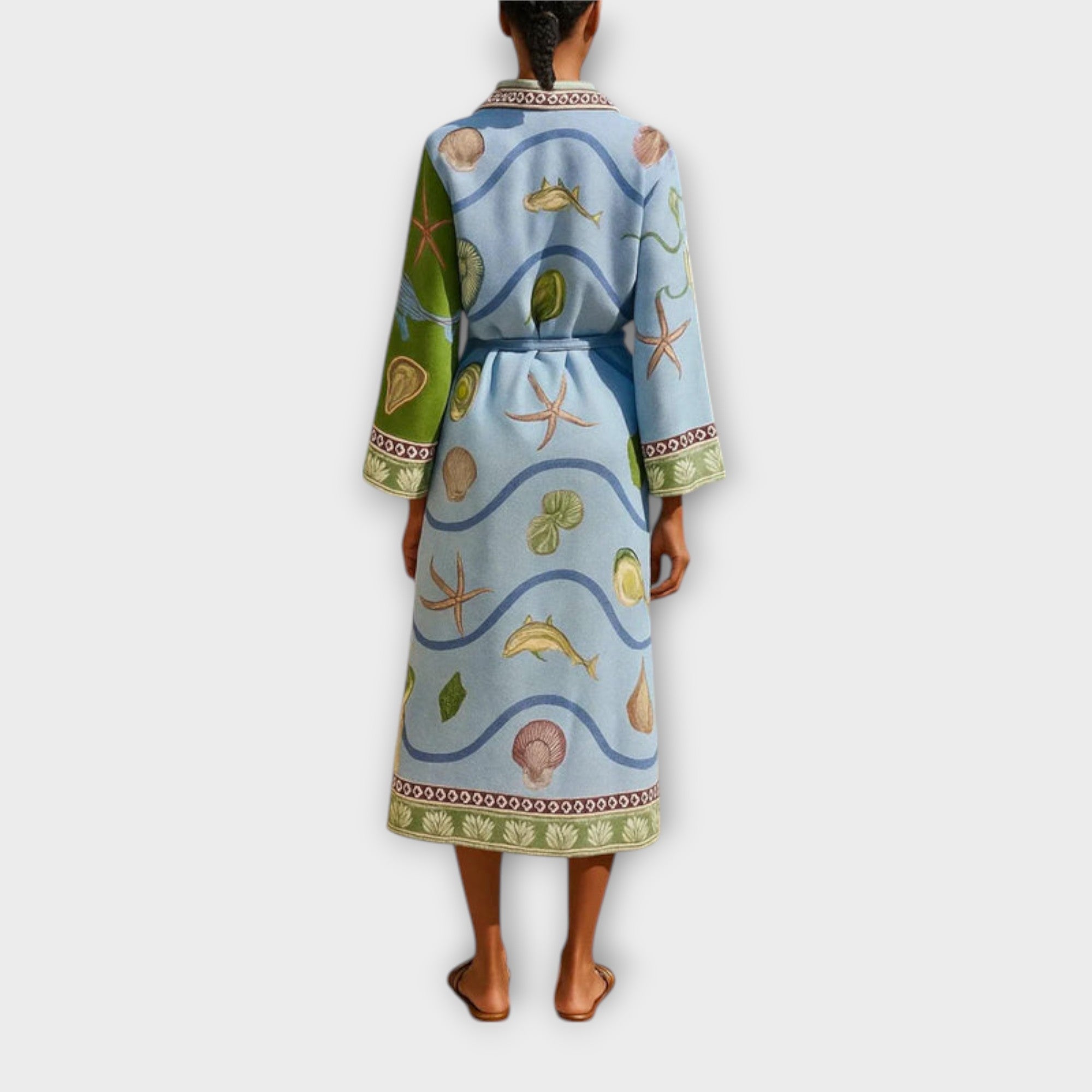 Jule - Bedrukt Twill Midi Hemdkleed met Ceintuur