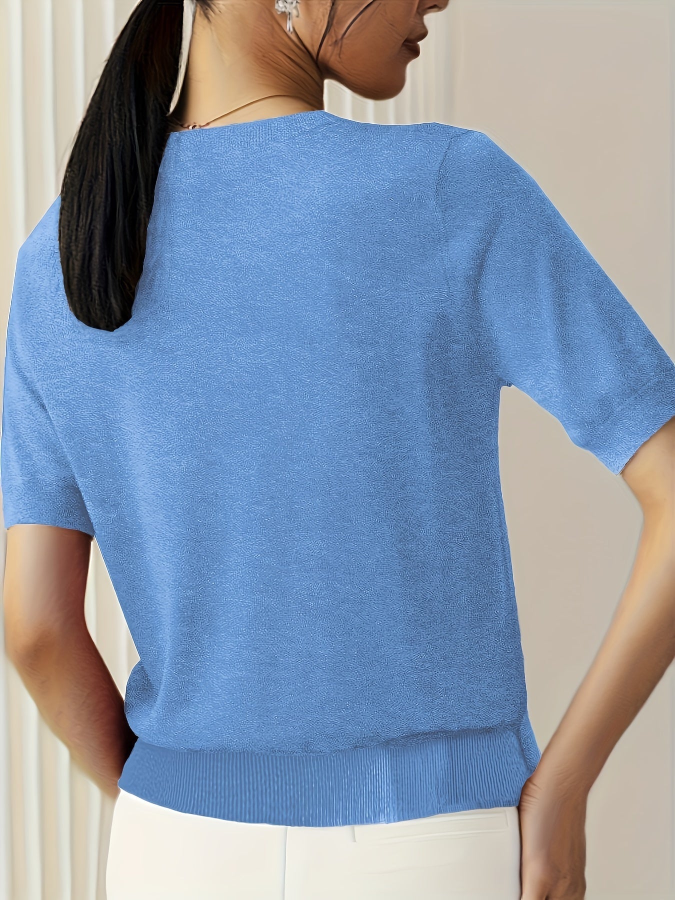 Jacquie - Gebreid T-shirt met korte mouwen