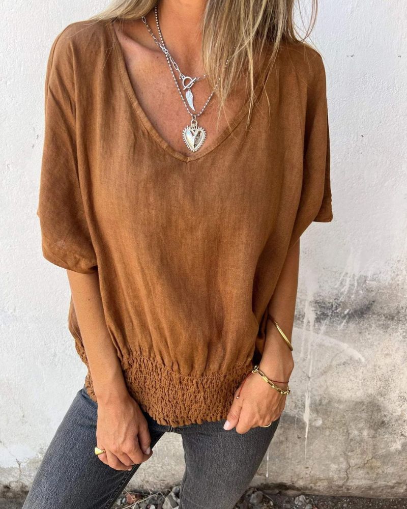 BOMIA - Comfortabele Taille T-shirt met V-hals