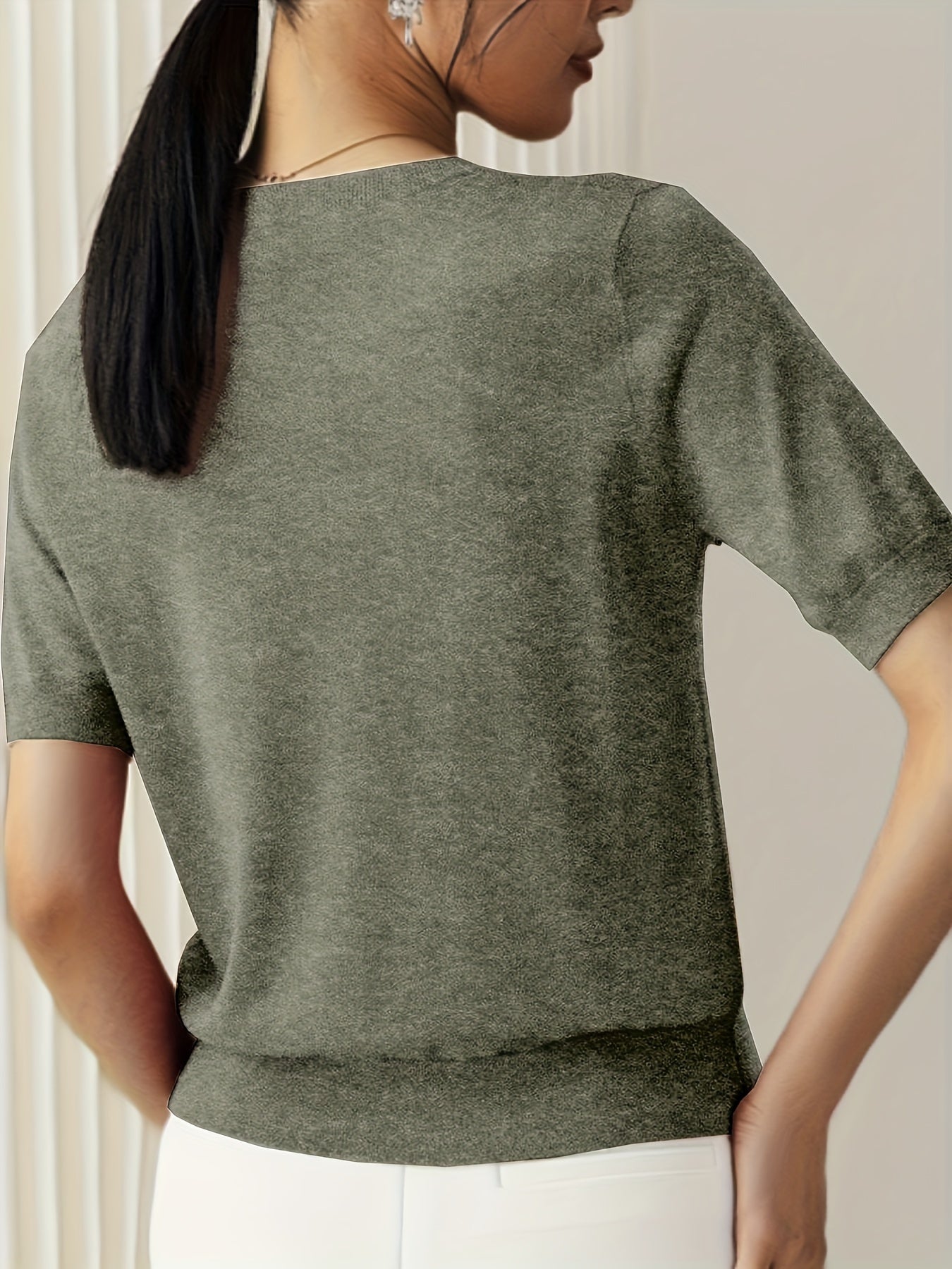 Jacquie - Gebreid T-shirt met korte mouwen