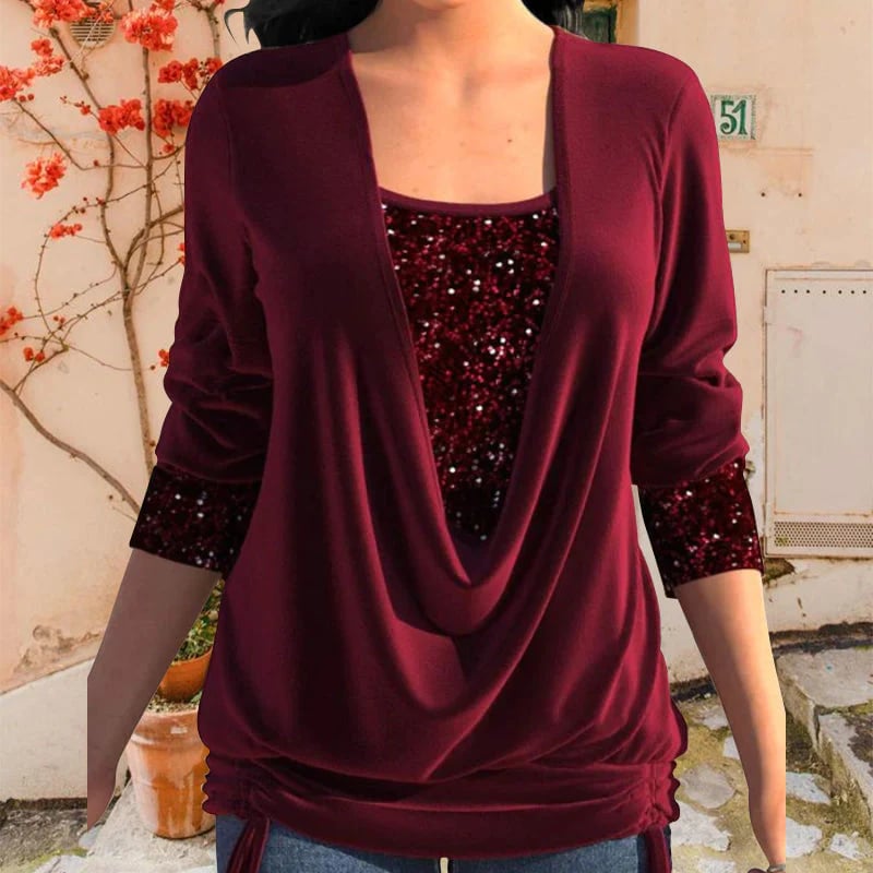 DELFINA I ELEGANTE BLOUSE MET PAILLETTEN
