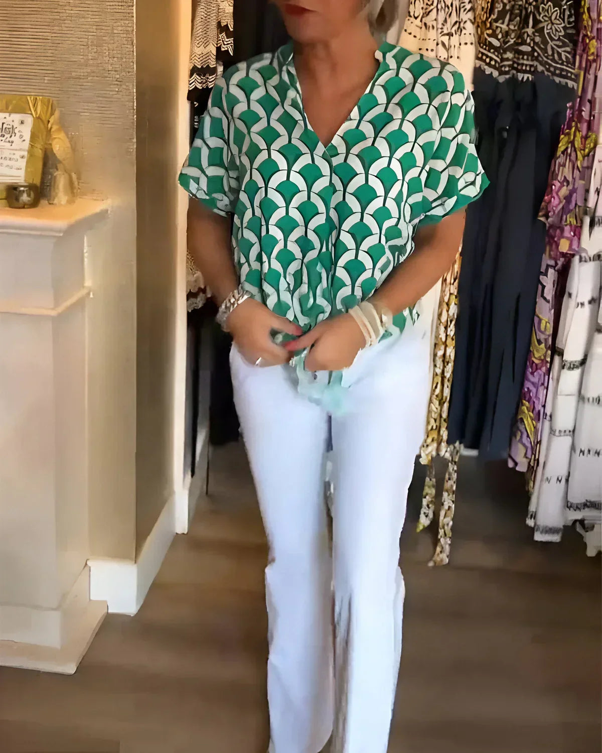 SOLVEIG I STIJLVOL GEPRINTE BLOUSE