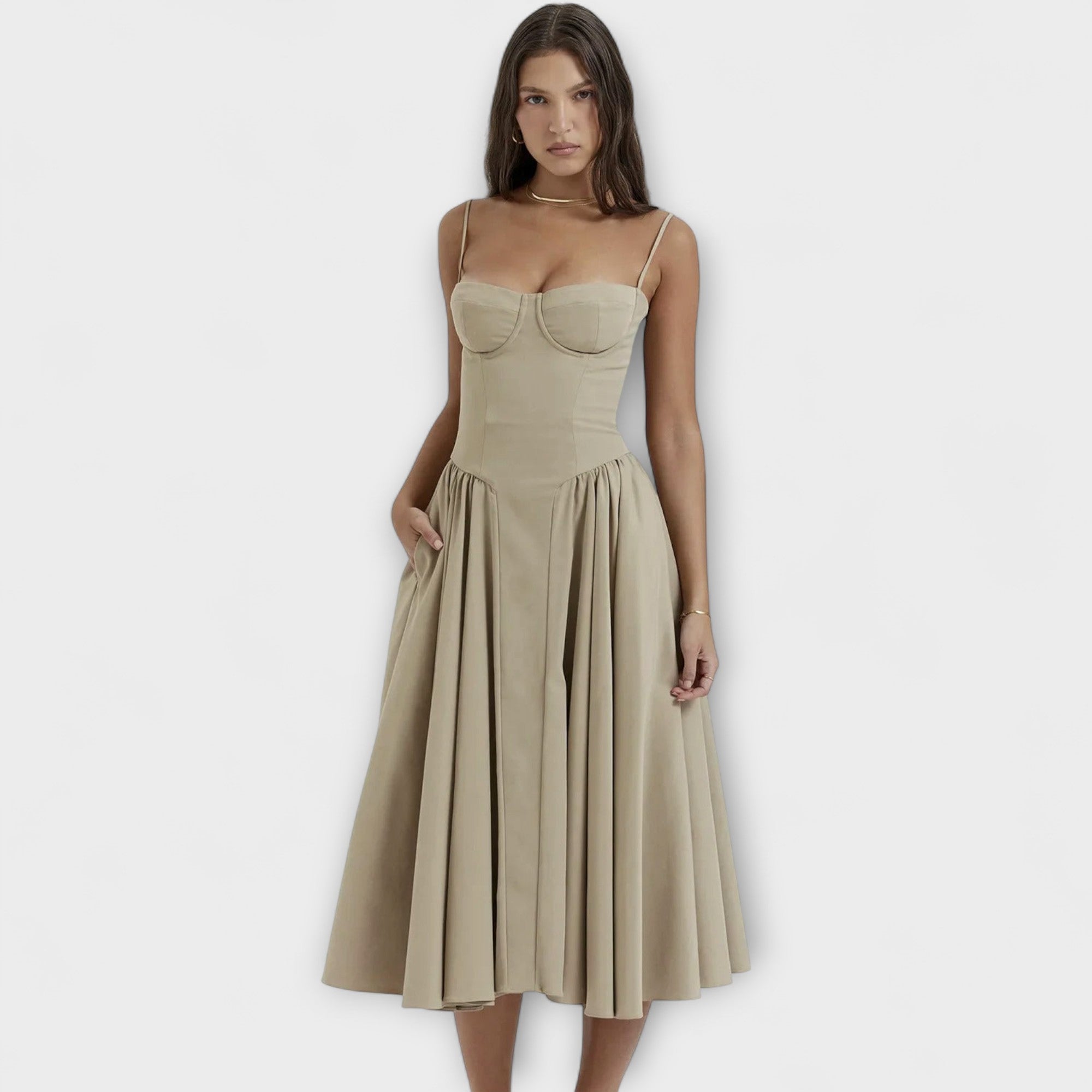 Rosalie - Verfijnd mouwloos corsetjurk