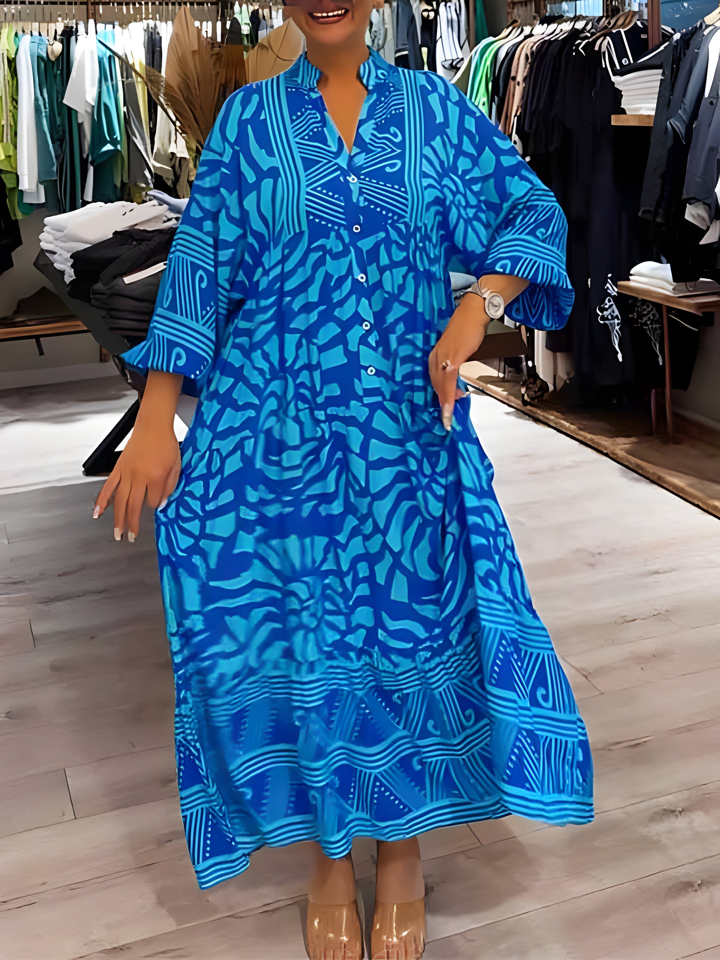 Ava – Jurk met Artistieke Print