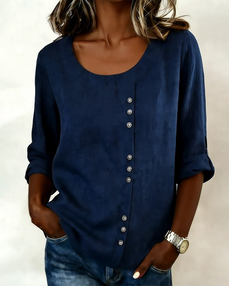 Nina – Blus med knapppdetalj