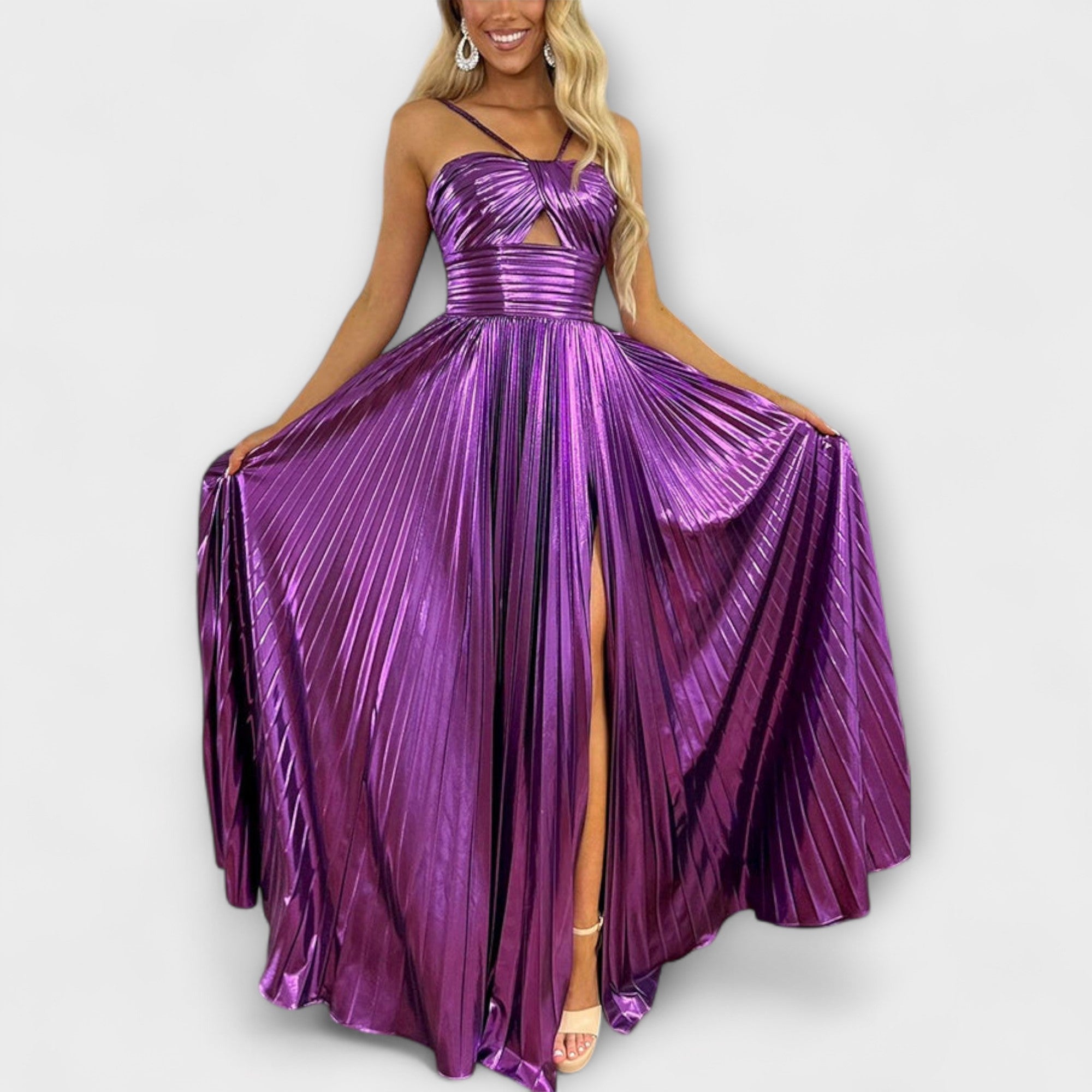Maxi-jurk van metallic stof