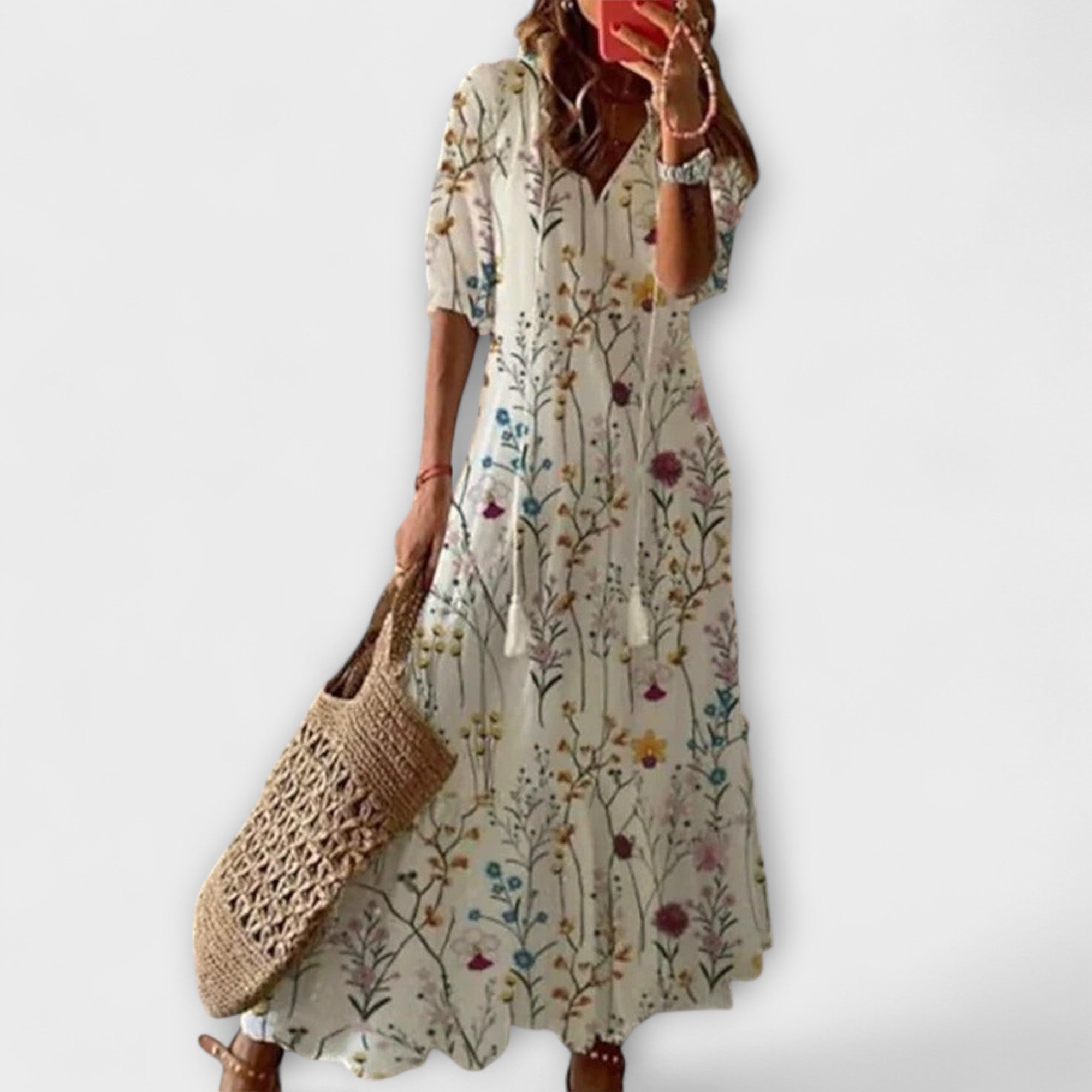 Anna – Dames Bohemian Zomerjurk met Vloeiende Silhouet