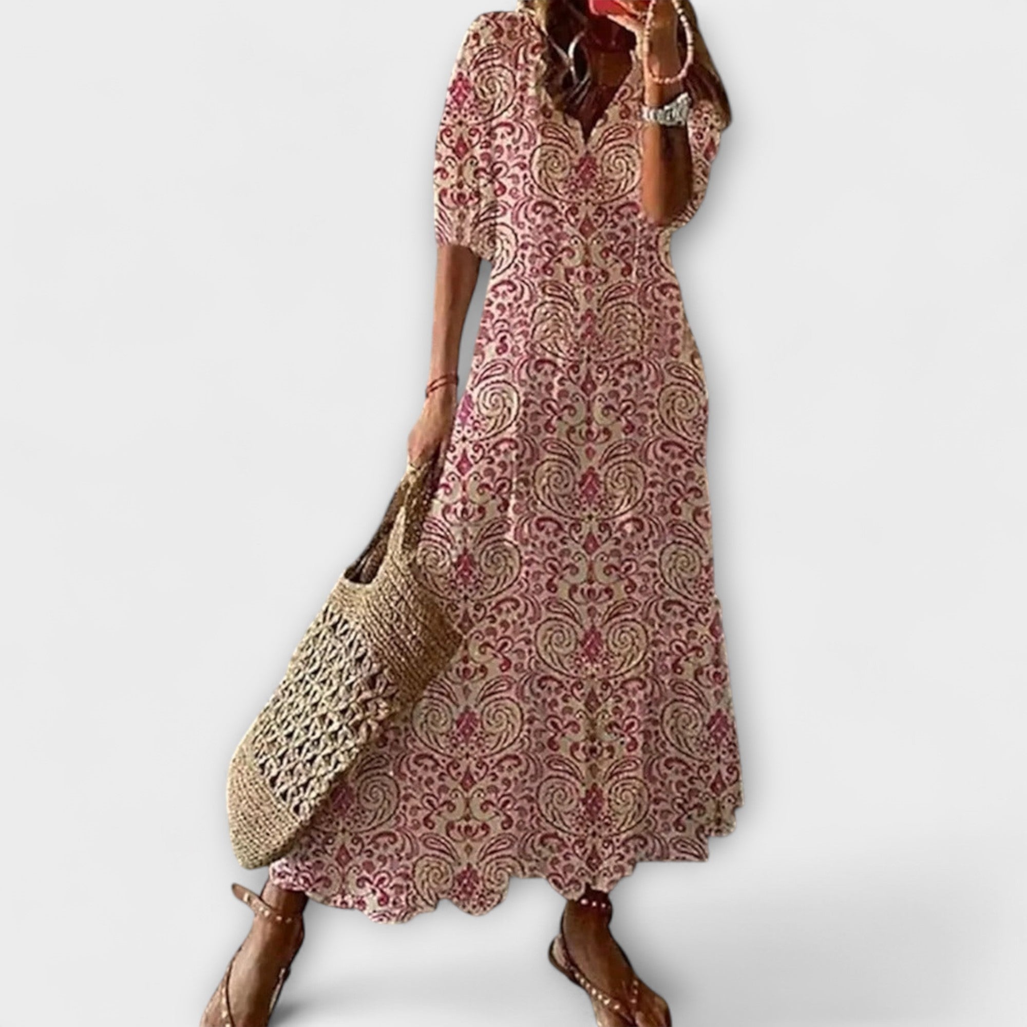 Anna – Dames Bohemian Zomerjurk met Vloeiende Silhouet