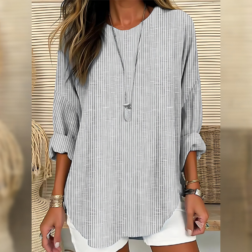 Marune™ – Blouse met Fijn Streeppatroon en Relaxte Pasvorm