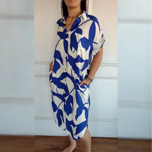 Nora™ – Elegante jurk met abstract bladpatroon