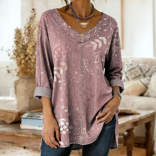 Sara – Blus med V-hals