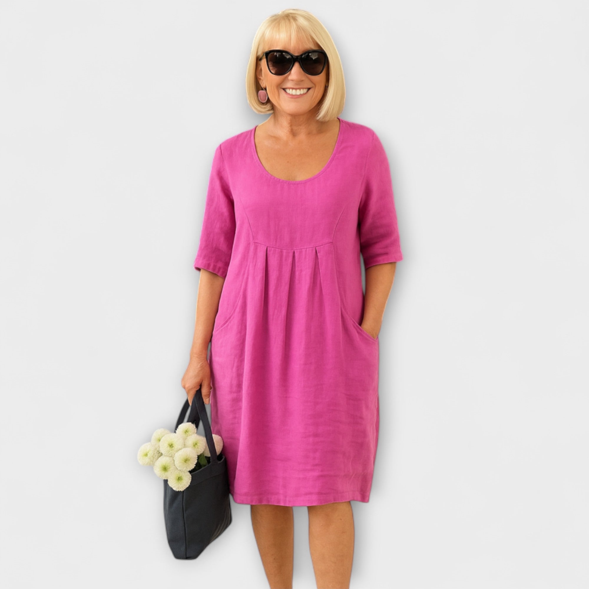 Marley - Casual Linnen Jurk met Zakken