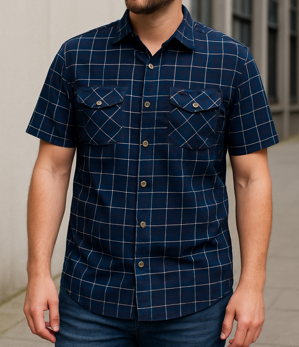 Hofman™ Elegant geruit overhemd met korte mouwen