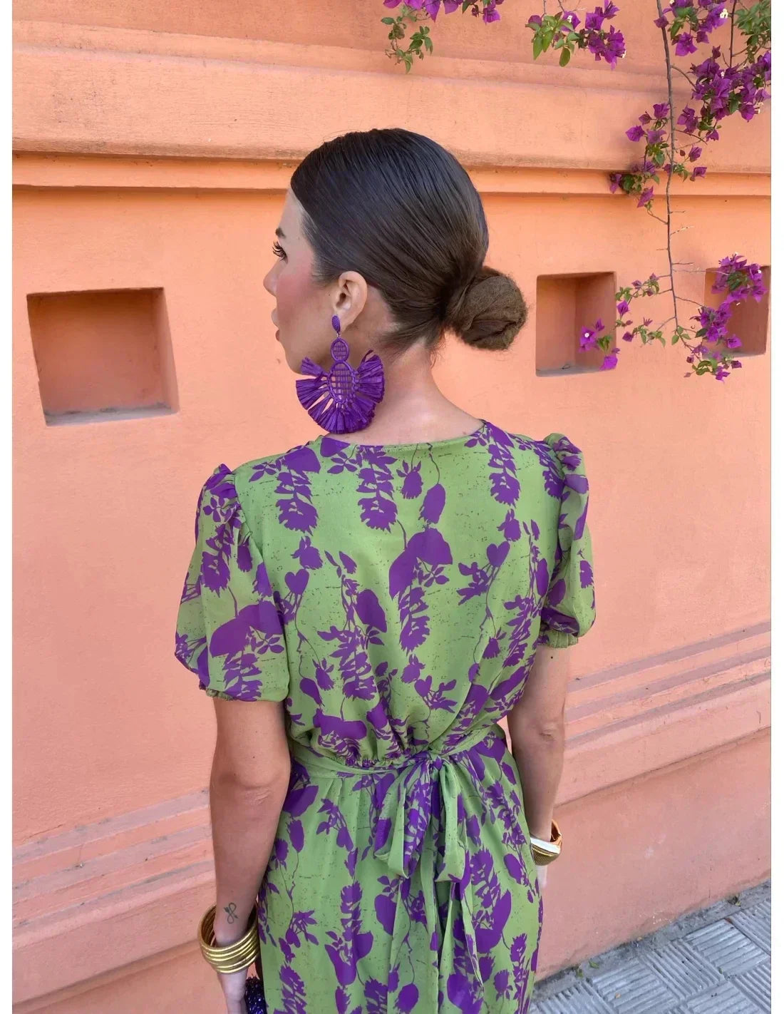 Lucinda - Boho V-Hals Bloemen Plissé Jurk