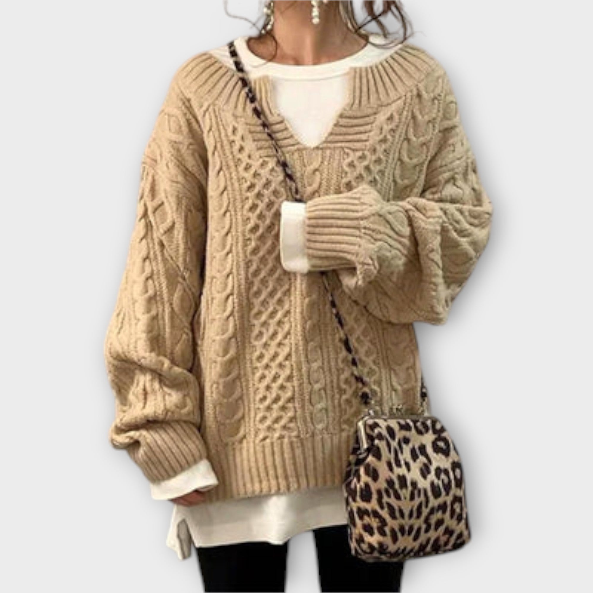 Lili - Oversized gebreide trui met kabelpatroon