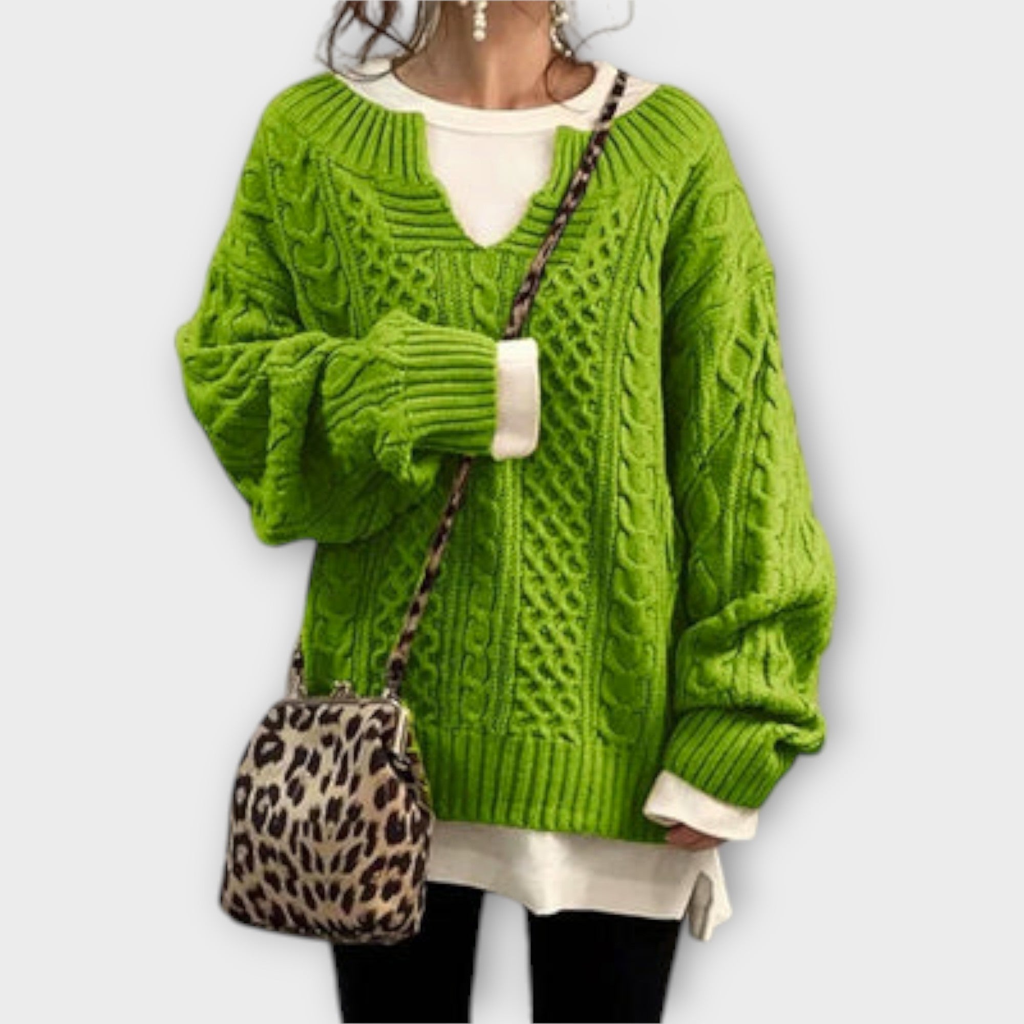 Lili - Oversized gebreide trui met kabelpatroon