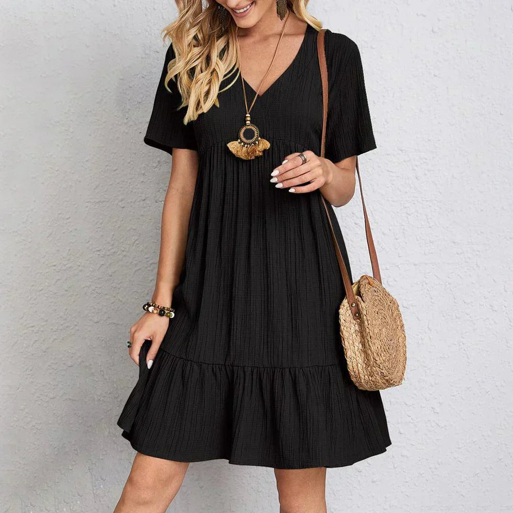Hadley - Boho Chic Ruffle Hem Mini Jurk