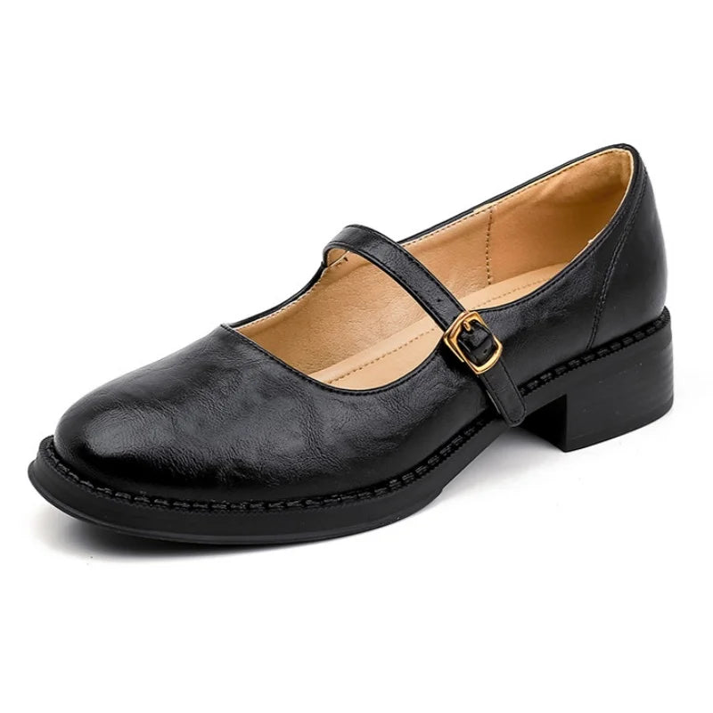 Klassieke Comfort Mary Janes Gemaakt Van Leer