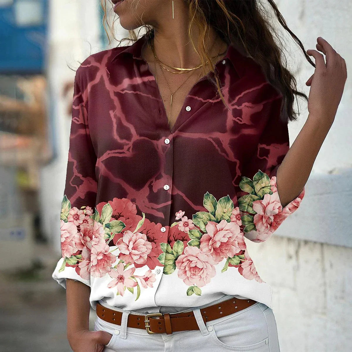 GEERTJE I MODIEUS BEDRUKTE BLOUSE
