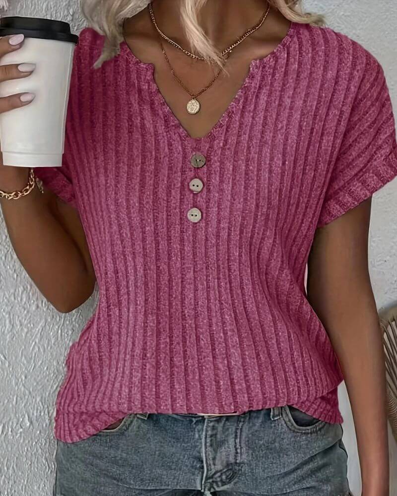 ROSINA I GEBREIDE BLOUSE MET V-HALS