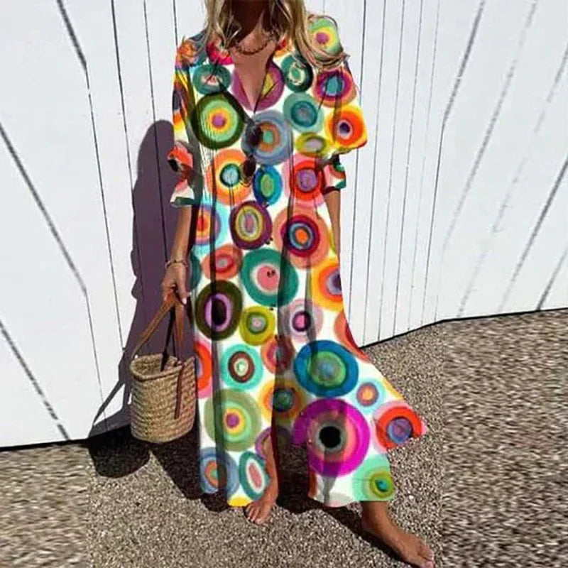 Cassidy - Boho Schoonheid Puff Sleeve Maxi Jurk