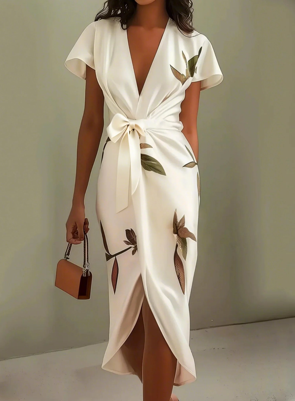Nomi™ -Elegante Satijnen midi-jurk
