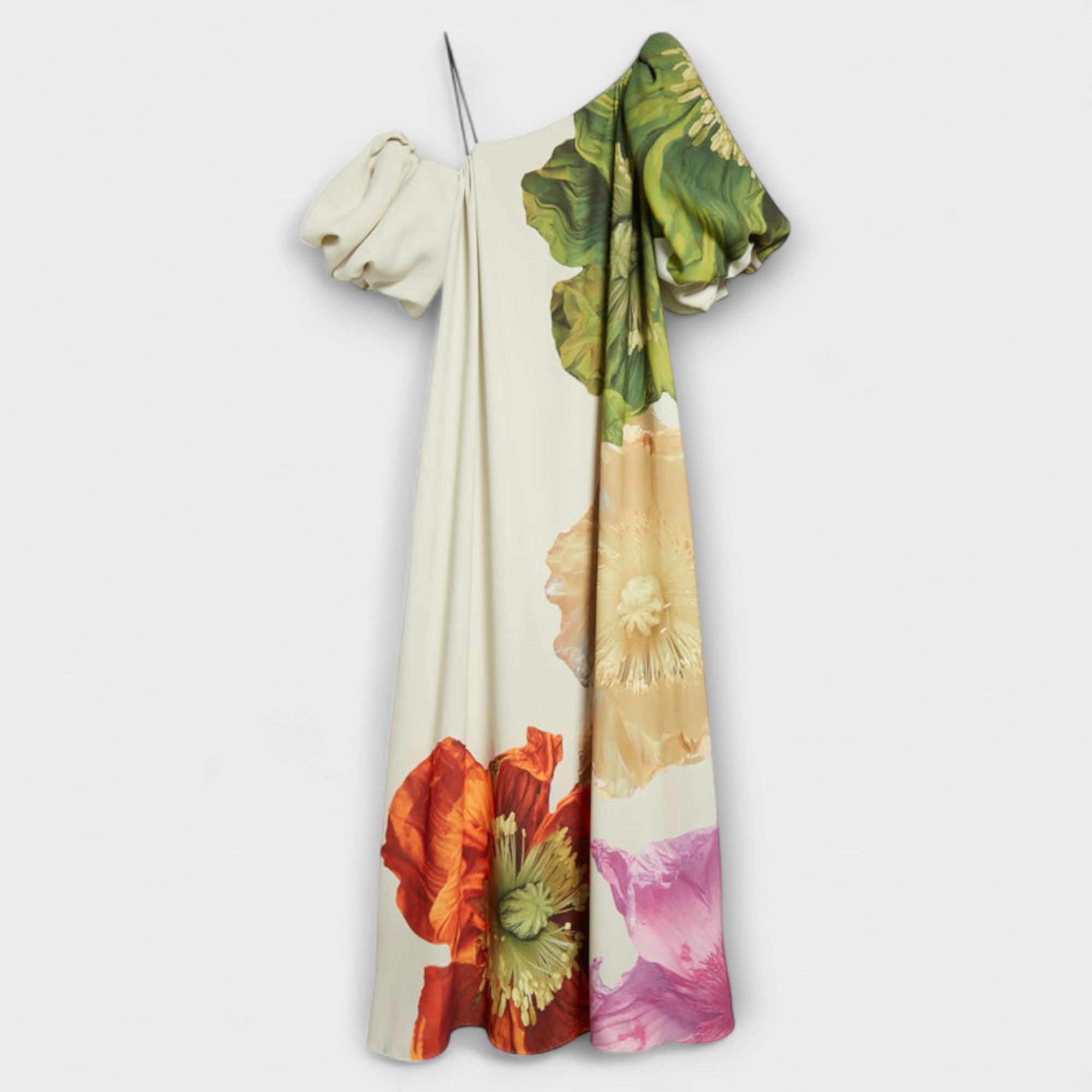 Melody - Asymmetrische Bloemenmaxi-jurk
