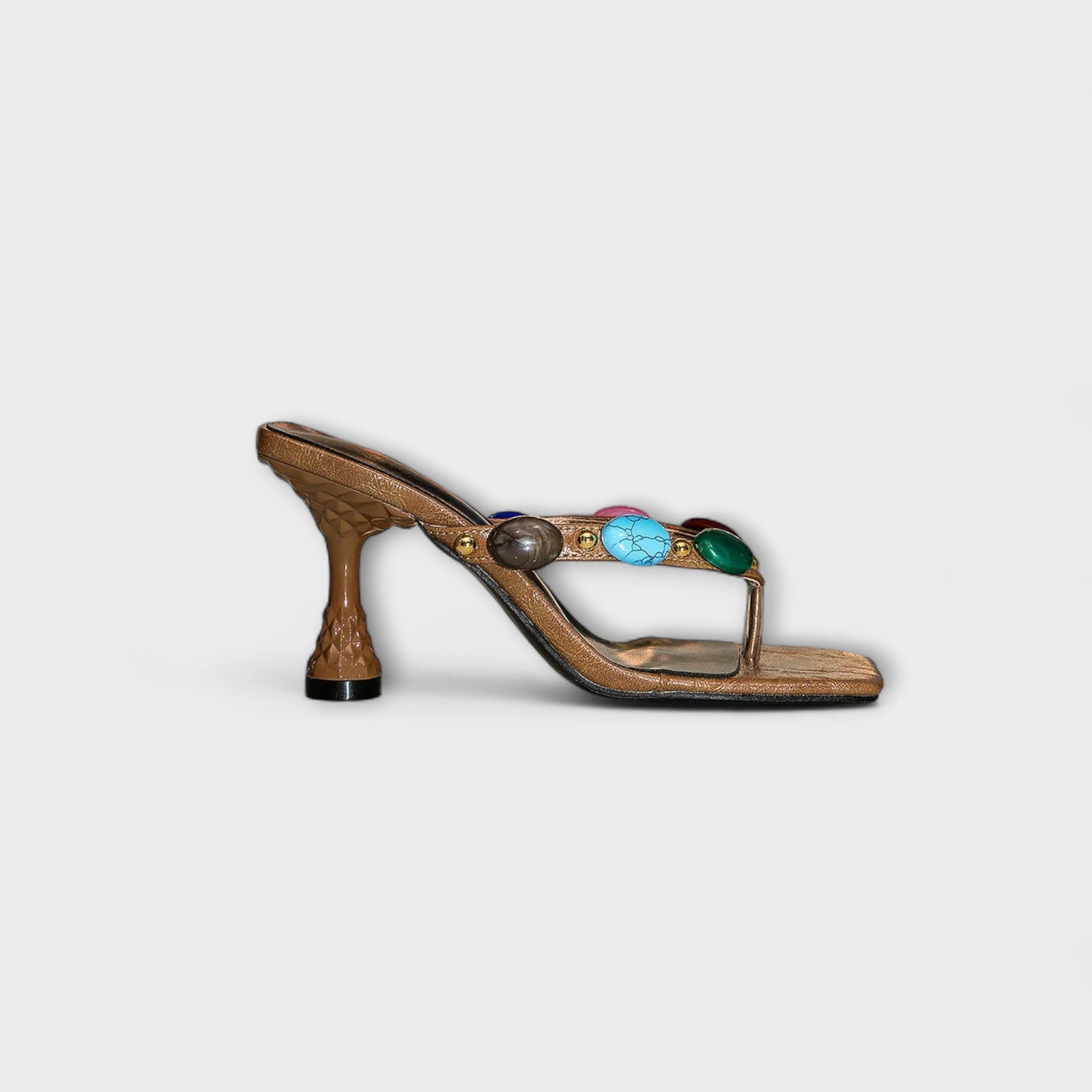 Kristen - Meerkleurige sandalen met edelsteenversiering