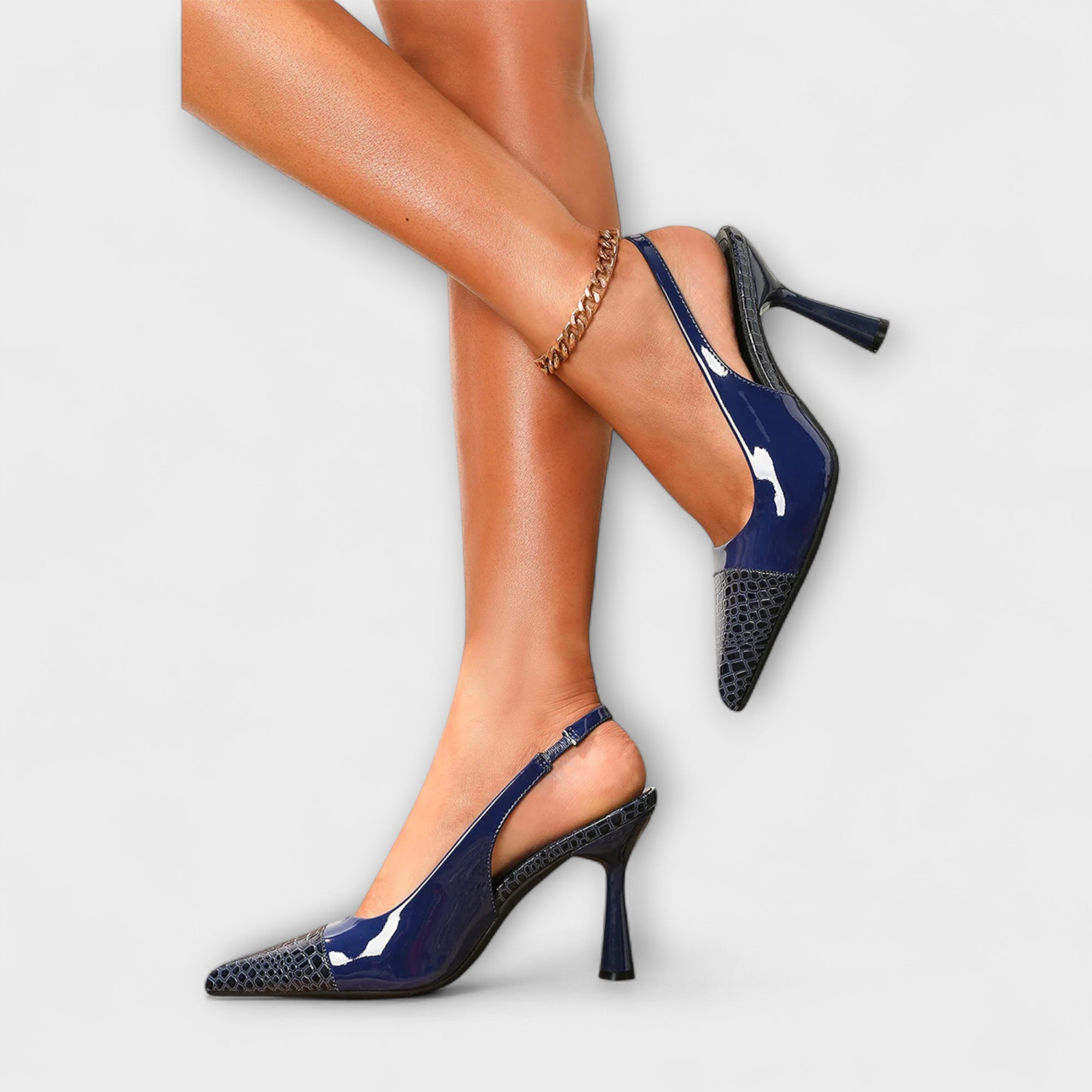 Georgia - Slingback-Stiletto-Hakken met Krokodillenprint