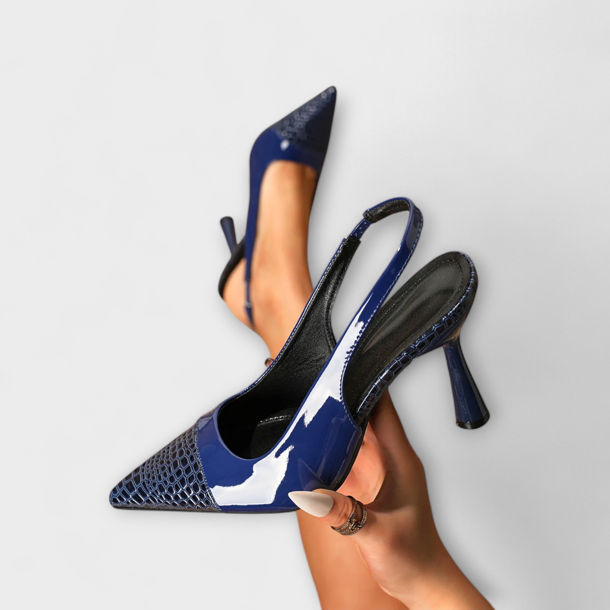 Georgia - Slingback-Stiletto-Hakken met Krokodillenprint