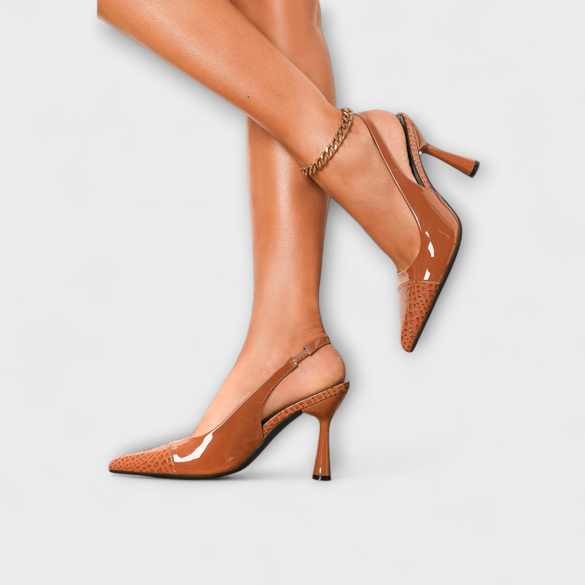 Georgia - Slingback-Stiletto-Hakken met Krokodillenprint