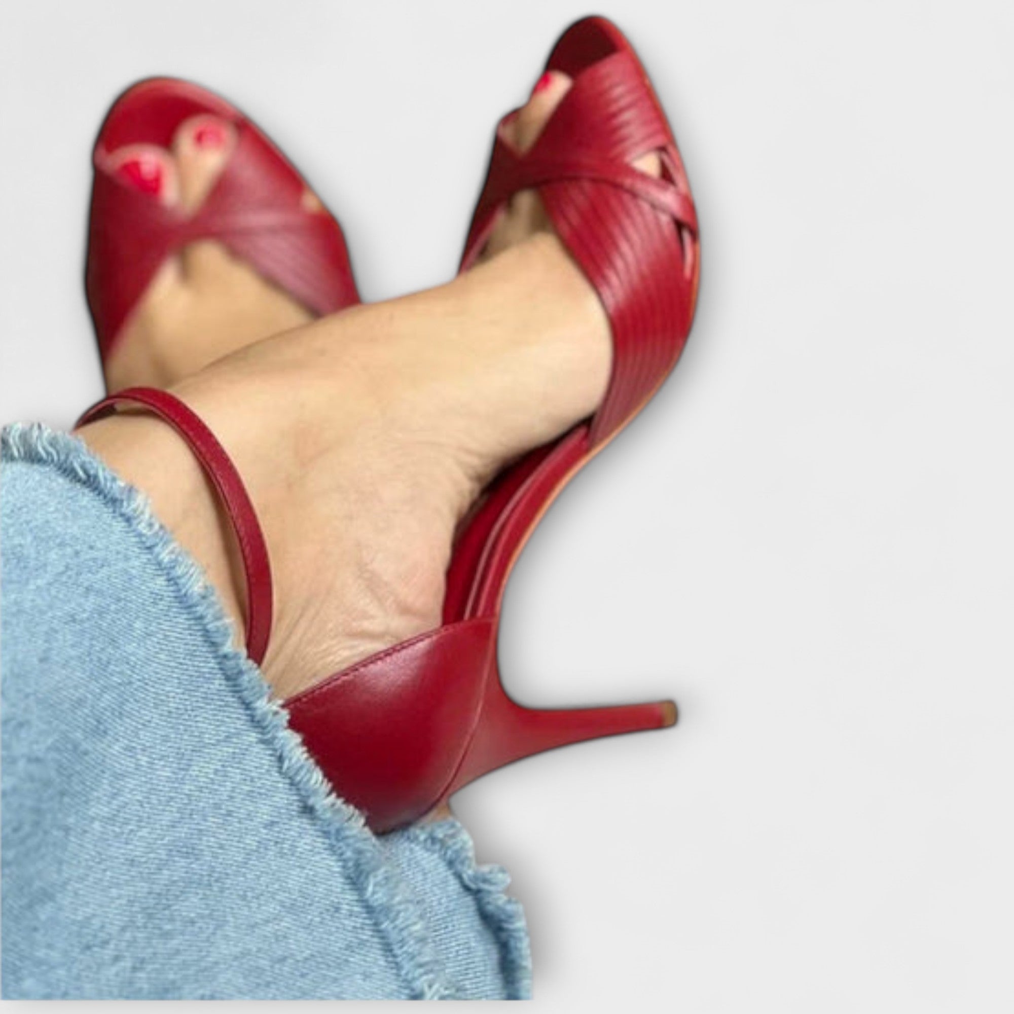 Madison - Gestructureerde rode stiletto-hakken