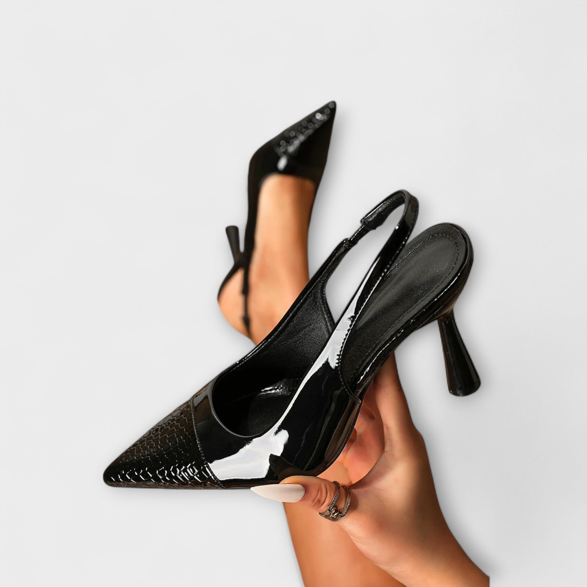 Georgia - Slingback-Stiletto-Hakken met Krokodillenprint