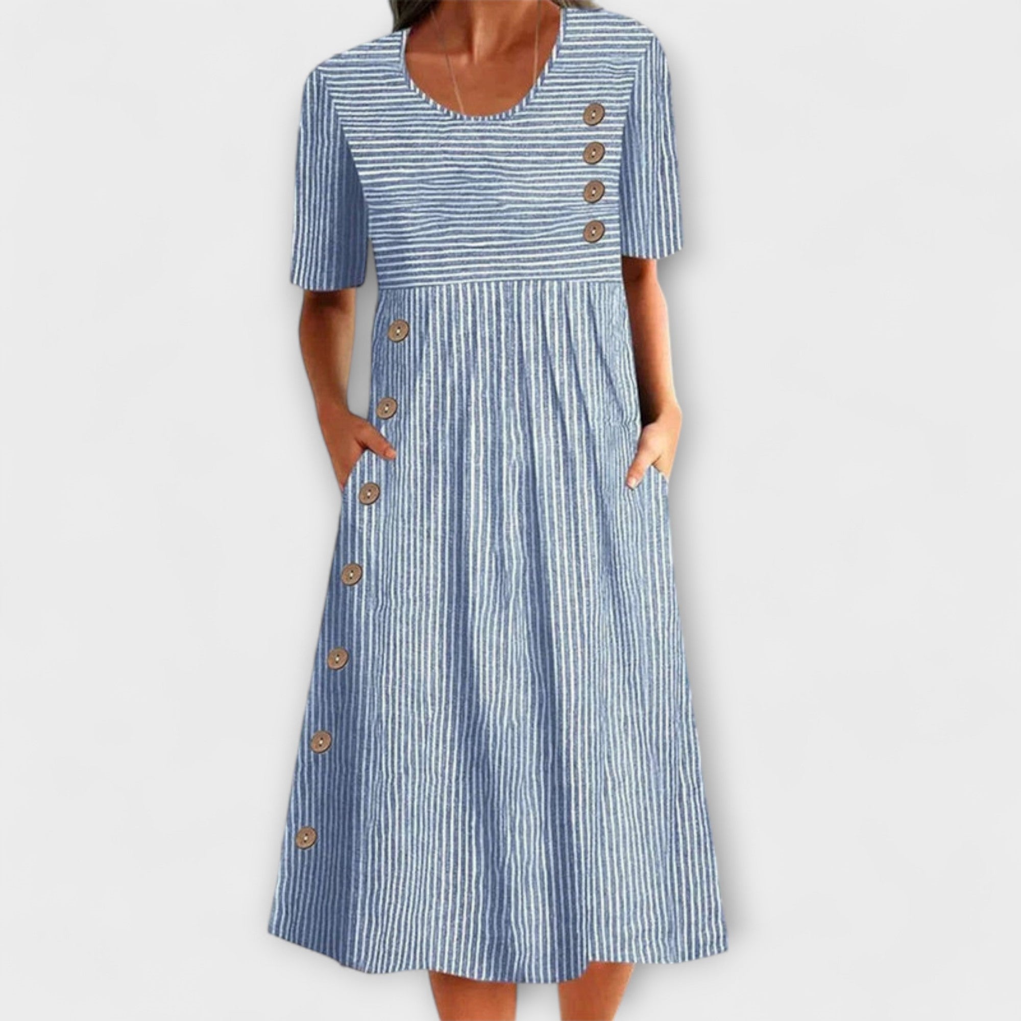 Luisa – Gestreepte Premium-Midikleed