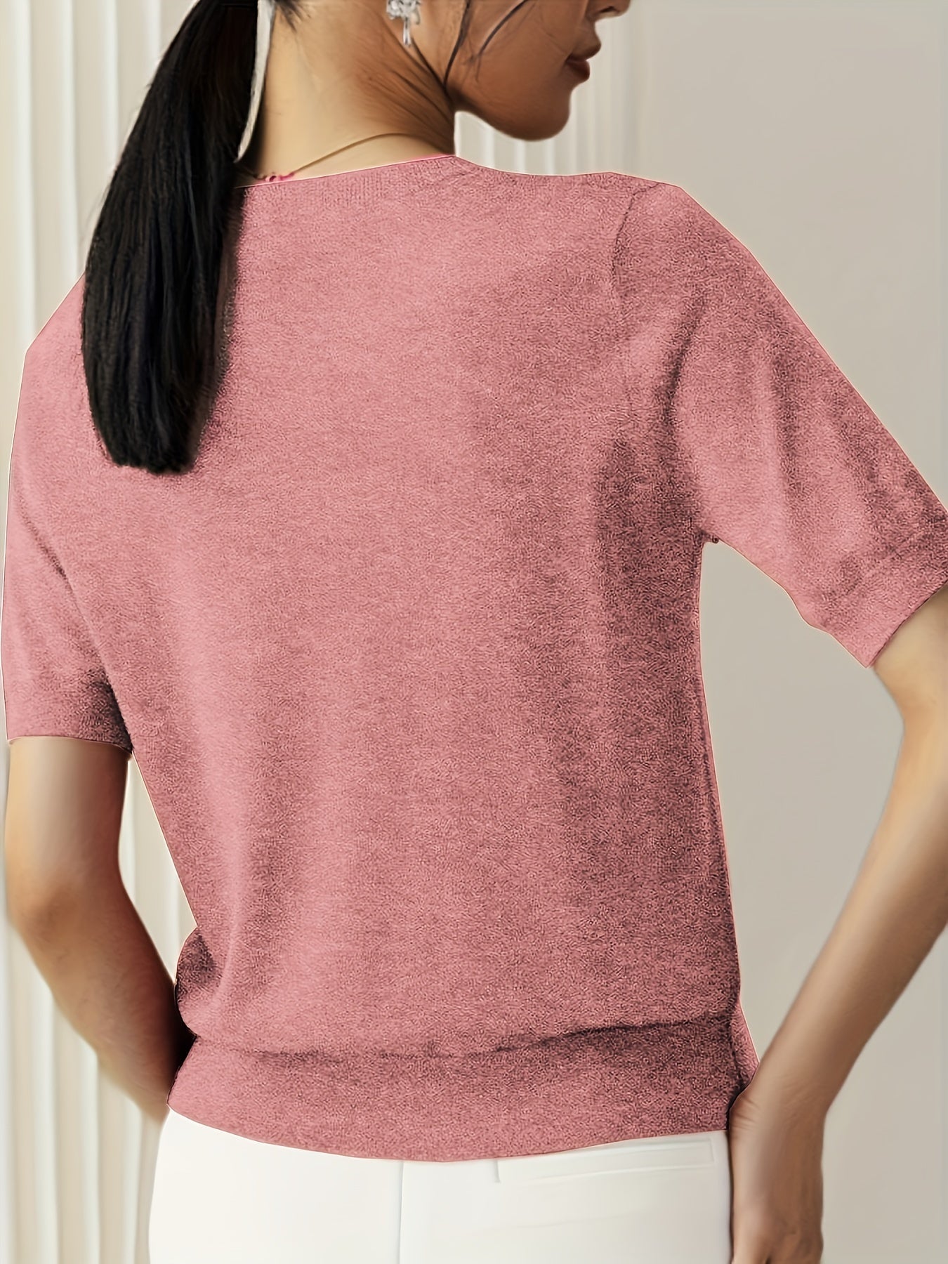 Jacquie - Gebreid T-shirt met korte mouwen