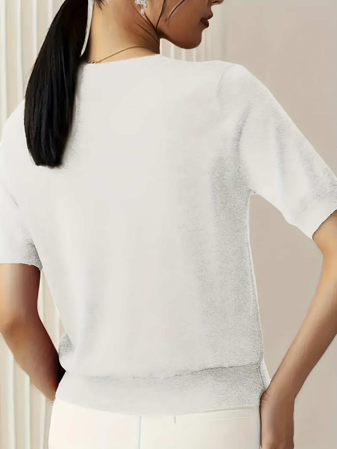 Jacquie - Gebreid T-shirt met korte mouwen